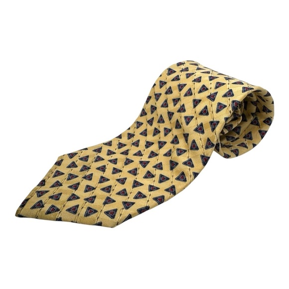 Elegant Yellow Patterned Tie Silk Ferrell Reed 57” Made in America - Picture 1 of 9